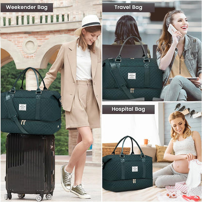 LOVEVOOK Travel Duffle Bag,Weekender Bags for Women with Shoe Compartment，Carry on Overnight Bag with Toiletry Bag,Gym Duffel Bag with Wet Pocket, Hospital Bags for Labor and Delivery