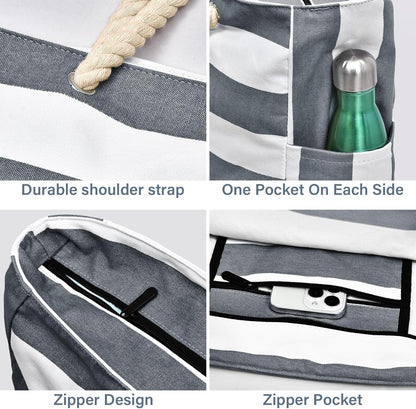 Becokan Beach Bag Large Beach Tote Bag for Women Waterproof Sandproof Swim Pool Bag With Zipper