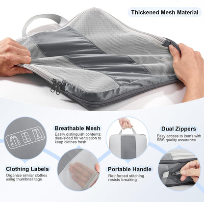 10 Set Compression Packing Cubes for Travel Essentials,Compressible Expandable Packing Cubes for Suitcase,OlarHike Luggage Organizer Bags for Travel,Handy Helper for Organizing Clothes(Gray)