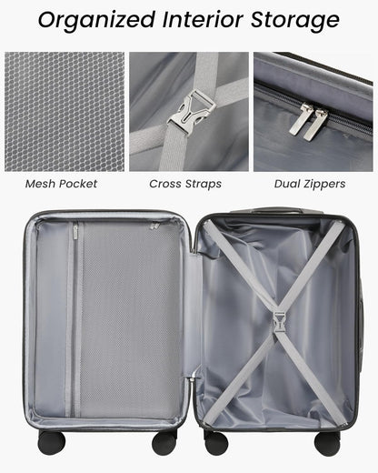 Luggage Sets 3 Piece, Expandable Hardside Suitcases with Wheels, Black
