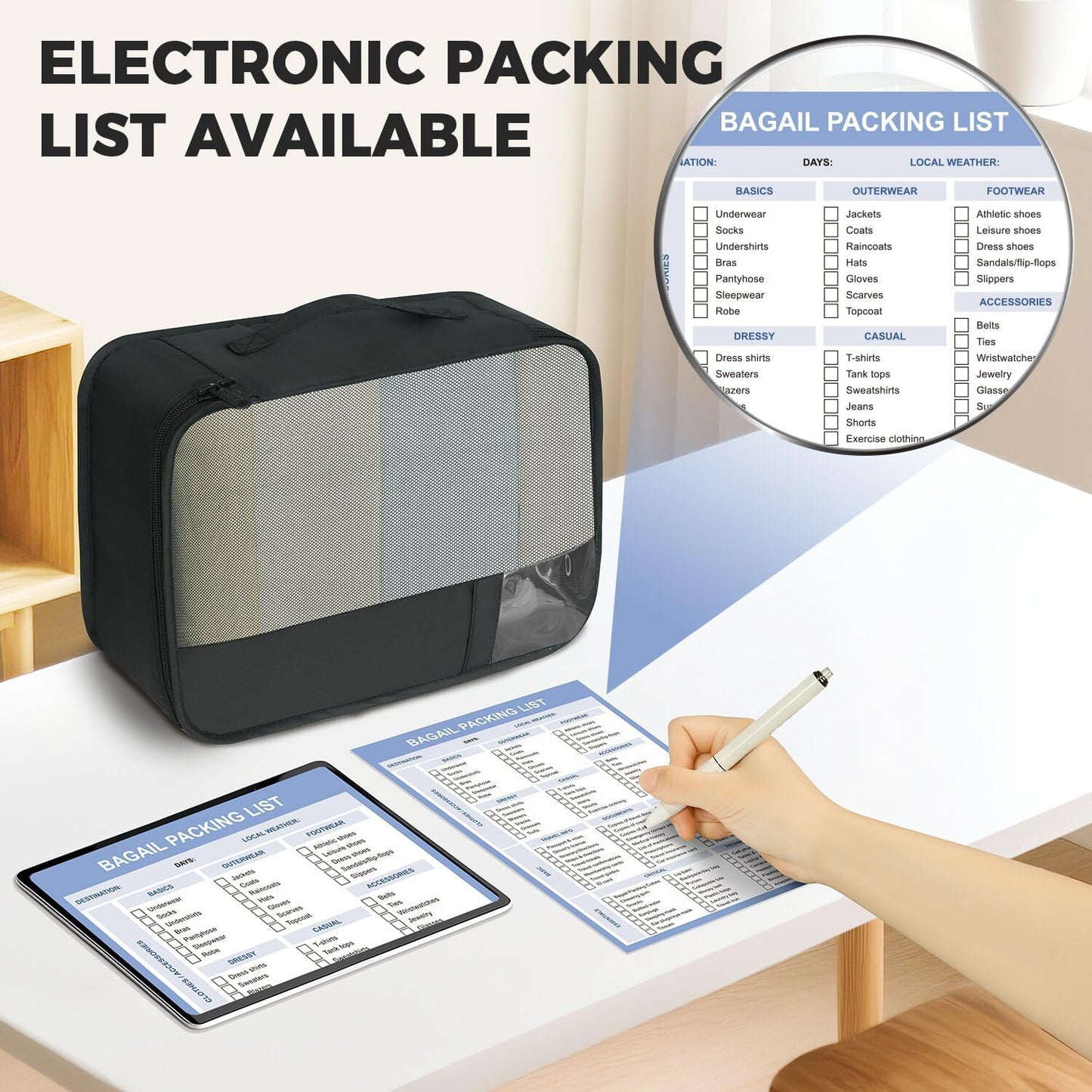 BAGAIL 9 Set Packing Cubes Luggage Packing Organizers for Travel Accessories