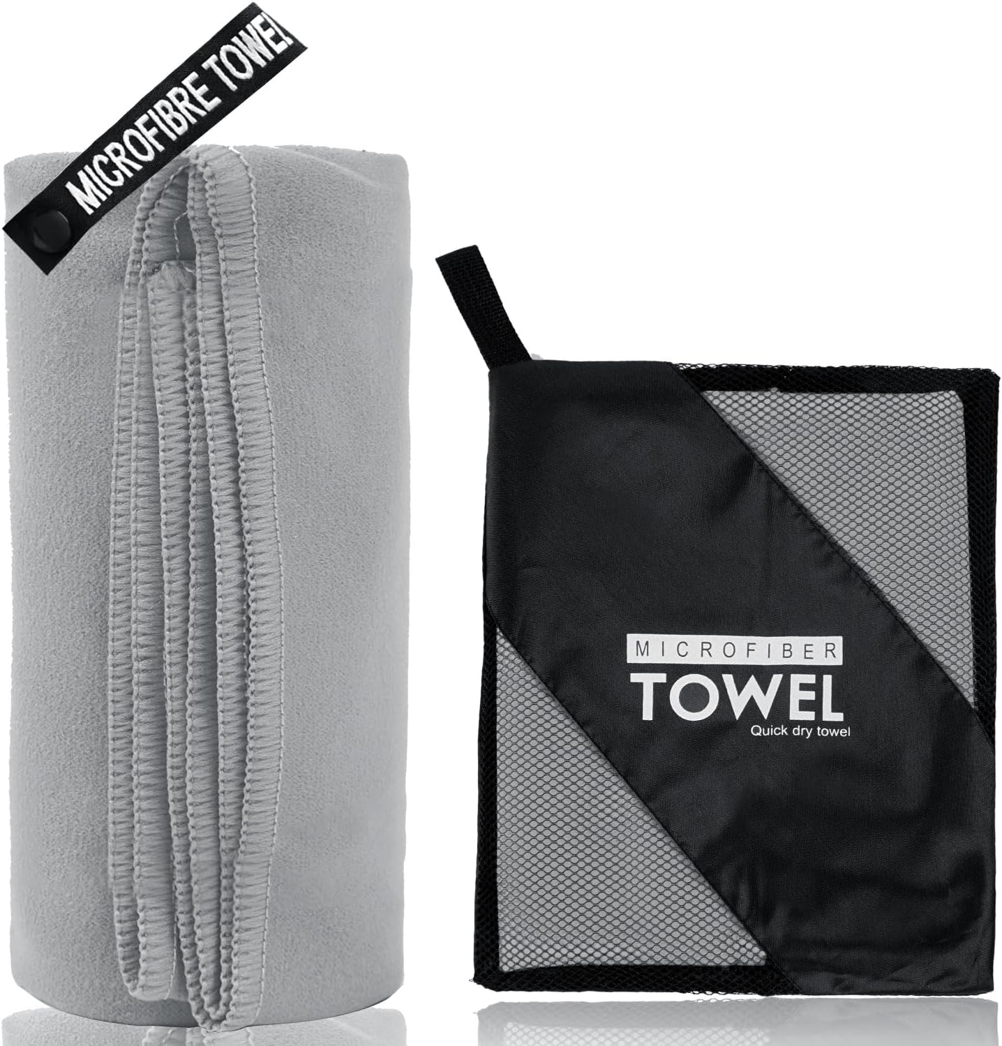 Microfiber Travel Towel, Soft Lightweight Quick Dry Towel, Super Absorbent Compact Travel & Sports & Beach Towels for Camping, Backpack, Gym, Swimming, Yoga, Hiking (L:24"×48" -Gray)