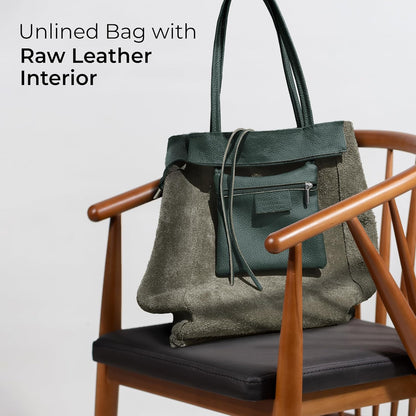 Italian Calf Leather Tote for Women with Zipper, Inner Pocket & Flat Base | Soft Unlined Shopper for Work & Travel