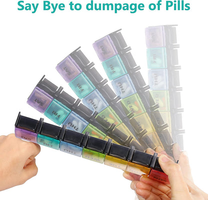 Fullicon Weekly Pill Box Organizer, 7 Day Tablet Boxes for Vitamins and Supplements, Easy to Open Large Medicine Box, Portable Medication Organizer for Travel