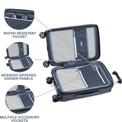 Travelpro Platinum Elite Hardside Expandable Carry on Luggage, 8 Wheel Spinner, TSA Lock, Hard Shell Polycarbonate Suitcase, Vintage Grey, Carry on Laptop Pocket 21-Inch