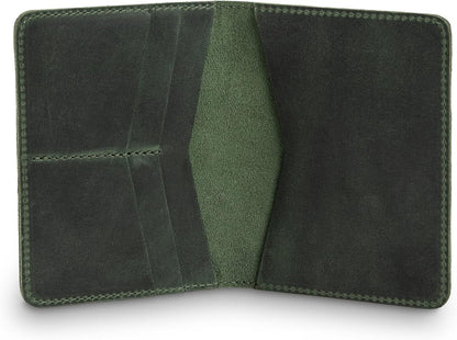 PEGAI Standard Full Grain Crazy Horse Leather Passport Holder | Custom Travel Passport Cover & Organizer | Handcrafted Leather Passport Wallet for Men and Women | Pike (Green)