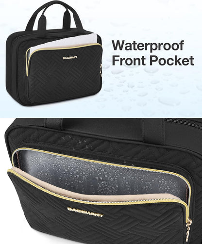 BAGSMART Hanging Travel Toiletry Organizer - Cosmetic Bag for Full Sized Toiletries, Basic-Black