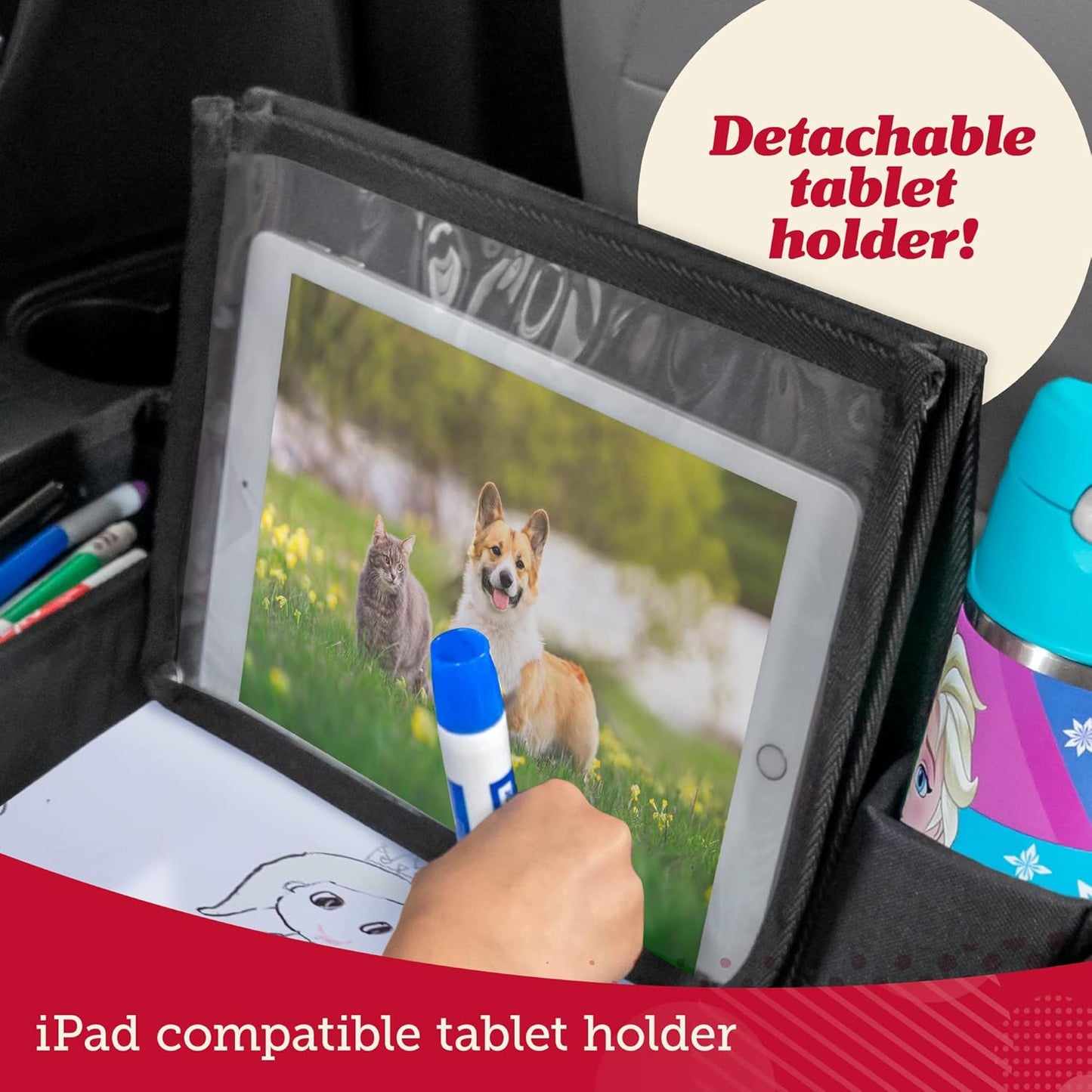 Lusso Gear Kids Travel Tray for Car - Road Trip Essentials for Kids - Car Seat Tray for Toddlers & Kids - for Airplane, Kids Travel Desk, Road Trip Activities (Mermaids)