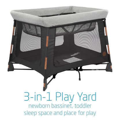 Maxi-Cosi Swift Lightweight Portable Playard, 1-Step Fold PlaypenWith Travel Bag, 2-Stage Mattress for Newborn to Toddlers, Essential Graphite