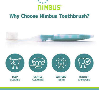 NIMBUS Extra Soft Toothbrushes (Regular Size Head), Periodontist Design Tapered Bristles for Sensitive Teeth & Receding Gums (5 Pack, Colors May Vary)