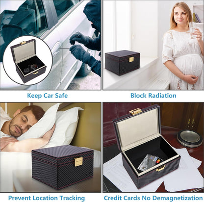 TICONN Faraday Box, Car Key Fob Protector, Carbon Fiber Signal Blocker for Keyless Fob, RFID Signal Blocking Pouch Cage