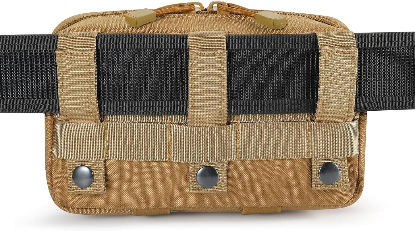 Tactical Molle Admin Pouch Utility Laser Cut EDC Tool Pouch Bag Horizontal Modular Pouches Include US Flag Patch and Keychain
