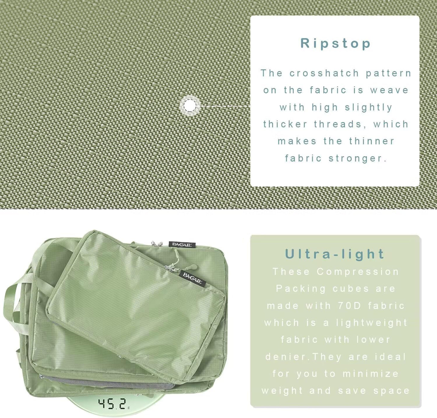 BAGAIL 6 Set Ultralight Compression Packing Cubes Packing Organizer for Travel Accessories Luggage Suitcase Backpack