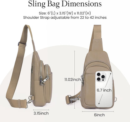 befen Genuine Leather Small Sling Bag for Women Anti-Theft Crossbody Chest Bags Fanny Packs for Travel with RFID Card Slots