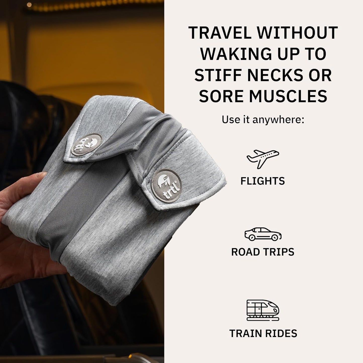 trtl Pillow Plus - Plane Neck Pillow for Traveling - Plane Pillow with Foam Padding for Head and Neck Support - Machine Washable - Waterproof Carry Bag