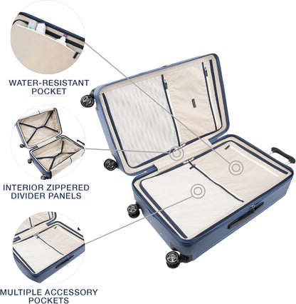 Travelpro Platinum Elite Hardside Expandable Checked Luggage, 8 Wheel Spinner, TSA Lock, Hard Shell Polycarbonate Suitcase, Dark Sky Blue, Checked Large 28-Inch