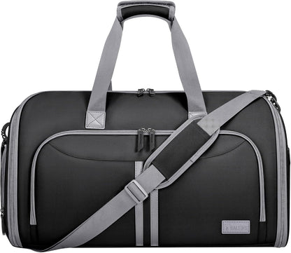 BALEINE Convertible Garment Bag with Shoe Compartment, 2 in 1 Carry on Garment Duffle Bags for Travel, Suit Bag for Men Women (Black)