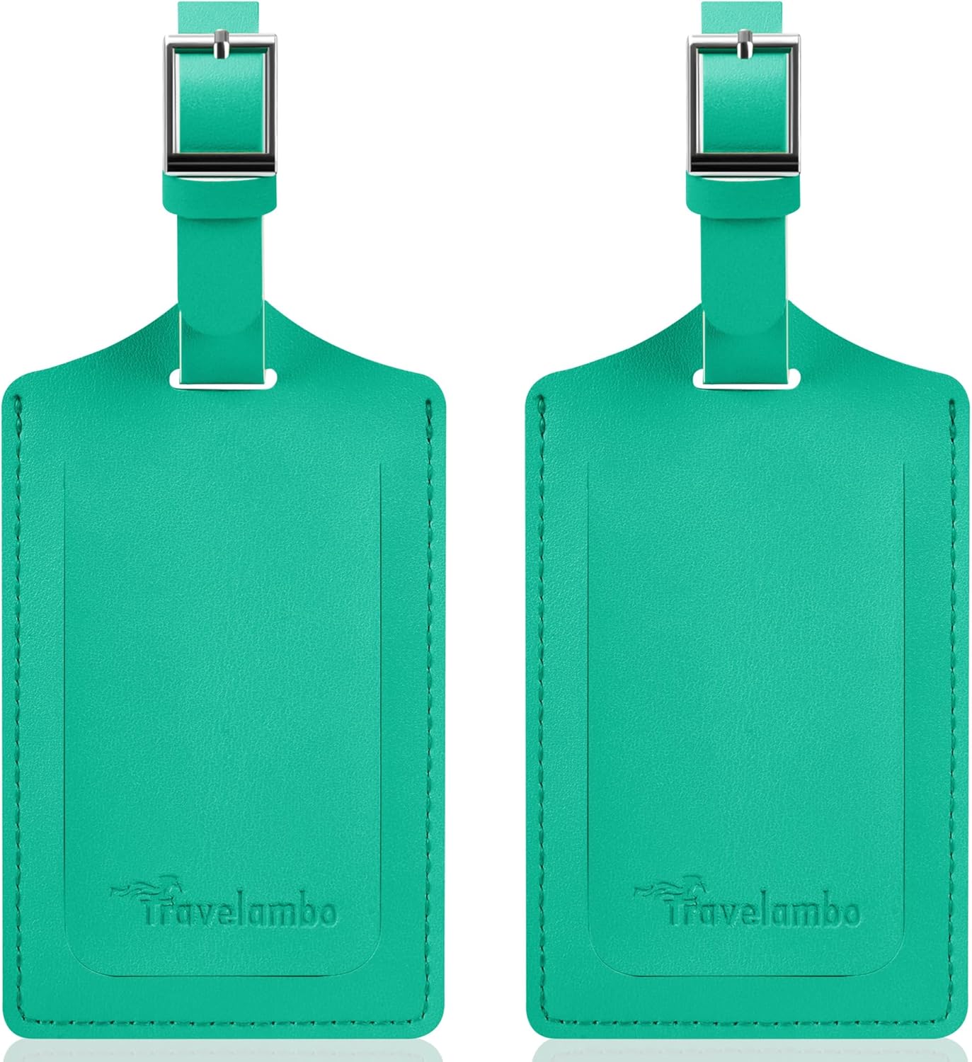 Travelambo Luggage Tags for Suitcases Faux Leather Privacy Protection 2 Pack Bag Tags Travel Accessories Essential, Blooming Green