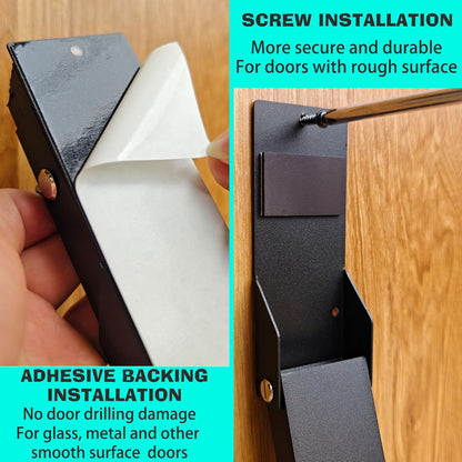 Door Stoppers No Drilling, Kick Down Door Stop, Door Stops for Bottom of Door, One Touch Rubber Door Stop Holder Keep Door Open, Self-Adhesive or Screw Easy Install, Upgraded Anti-Slip Rubber