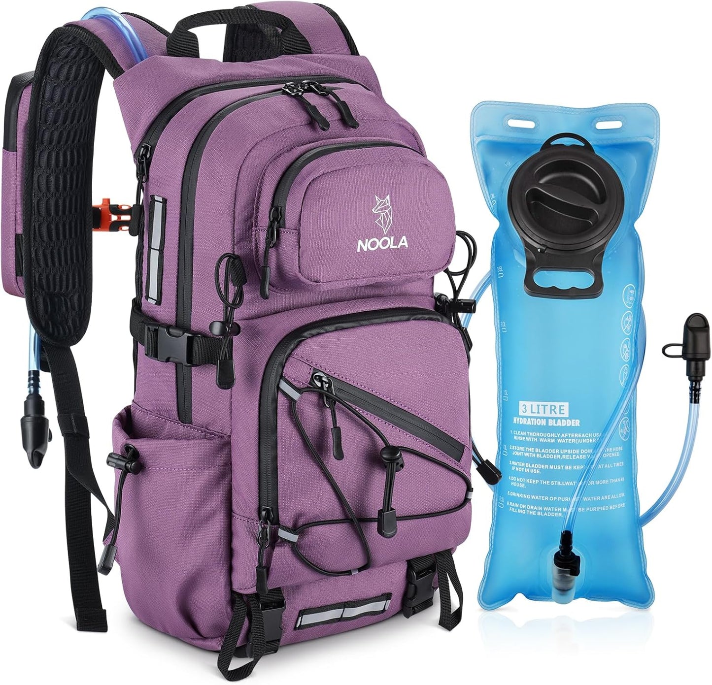 NOOLA Hydration Backpack with 3L Water Bladder, 22L Water Backpack for Hiking Cycling Running Biking, Lightweight Hiking Pack