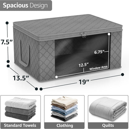 Sorbus Medium Clothes Storage Bags - Foldable Blanket Storage Bins for Organizing Bedroom, Closet, Clothing, Comforter, Organization with Clear Window, Lids and Carry Handles - Set of 11