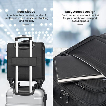 Coolife Underseat Carry On Luggage Suitcase Softside Lightweight Rolling Travel Bag Spinner Suitcase Compact Upright 4 Dual Wheel Bag