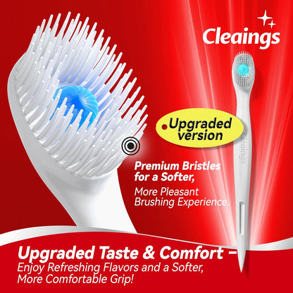 cleaings® Mini Disposable Toothbrush Set with Toothpaste – Travel Essentials, Portable Toothbrush for Women & Men, Camping, Road Trip, Vacation, 24 Count-Ice Peach Flavor（Pack of 5）