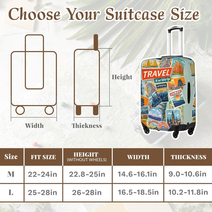 Luggage Cover, Travel Suitcase Covers, Elastic Suitcase Protective Cover, Scratchproof Luggage Protector, Washable Dustproof Trolley Case Protector Fit 22-28 Inch (yb, M（22-24inch suitcase）)