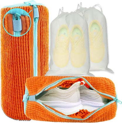 XXL Shoe Washing Machine Bag - 2-Pack Reusable Shoe Cleaning Bags, 360° Deep Clean for Sneakers, Tennis Shoes, and Slippers, Includes 2 Shoe Storage Dust Bags (Orange)