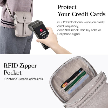 befen Genuine Leather Small Crossbody Bags for Women, Multi Pocket Cell Phone Crossbody Purse with RFID Blocking Card Slots