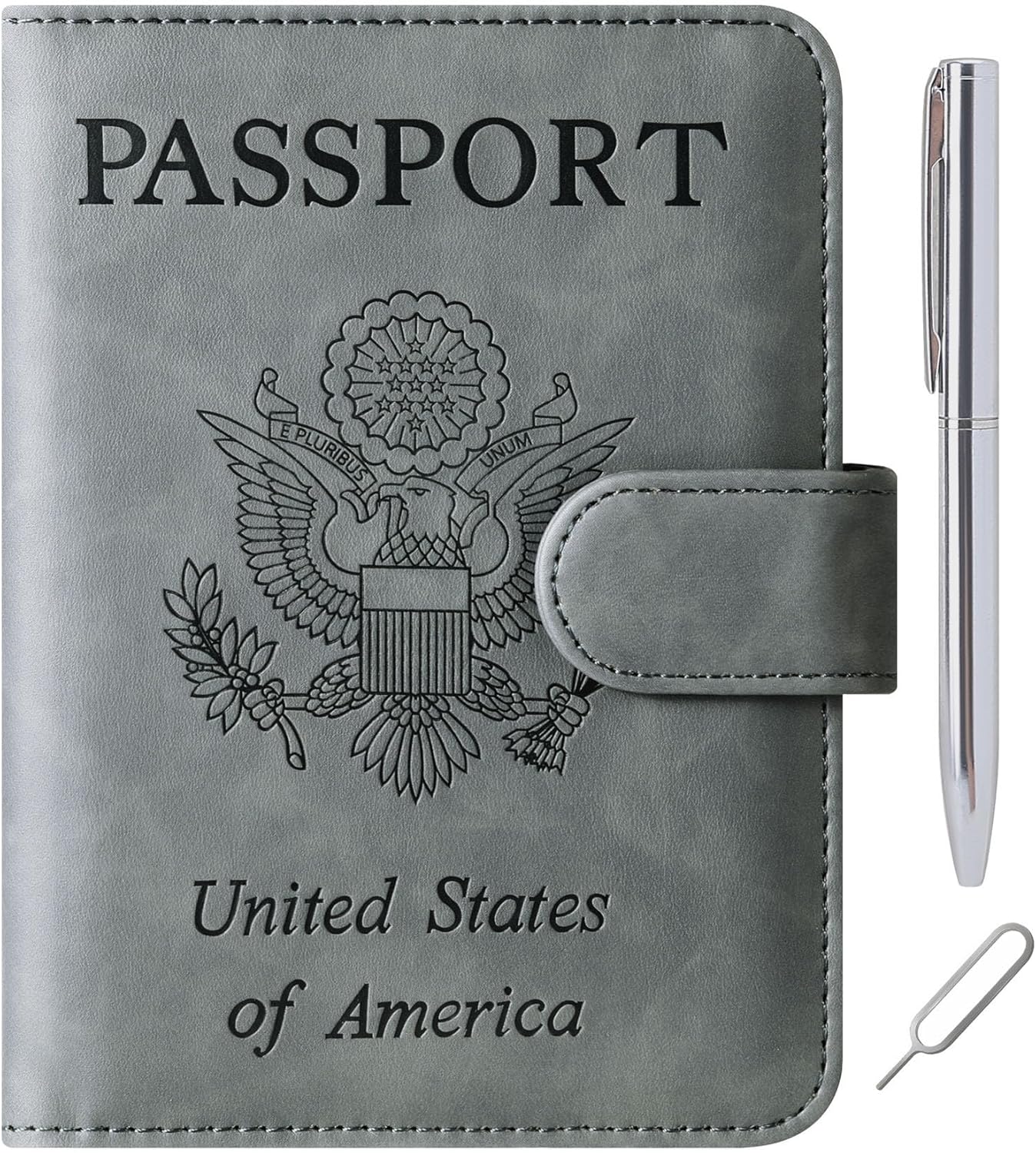 Passport Holder Cover Wallet Travel Essentials Leather Rfid Blocking Case Vacation Luggage Must Haves Travel Accessories for Men Women (120#Grey)