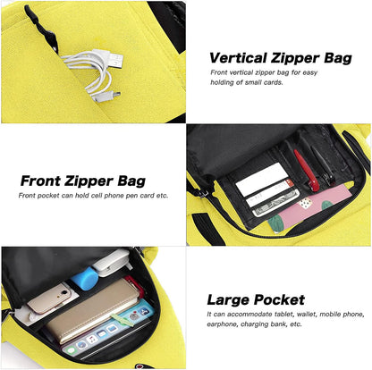 MOSISO Sling Backpack,Canvas Crossbody Hiking Daypack Bag with Anti-theft Pocket, Yellow
