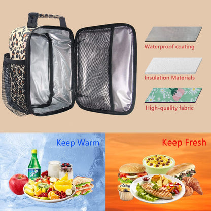 Hap Tim Insulated Lunch Bag Women, Reusable Lunch Box for Women, Adluts Lunchbox for Office Work, Portable Lunchbag, Leopard Print（18654-LP）