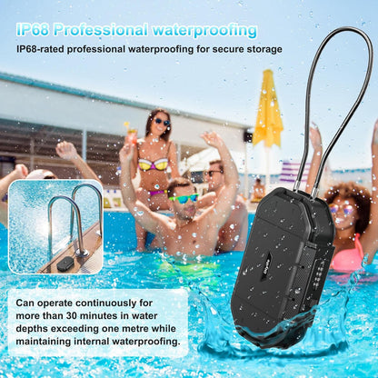 Portable Safe Box, Travel Safe Lock Box with Code, 4 Digit Combination Lock Waterproof Anti-Theft Lock Box with Removable Chain, Portable Lockbox for Beach Outdoor Dorm Hotel Home Car