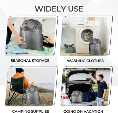Laundry Bag with Locking Closure Drawstring – Extra Large Heavy Duty 100% Nylon, Large & Foldable Clothes Sack – Lightweight Dirty Laundry Organizer for Travel, Dorm, Gym – L 40" x H 50" (GRAY)