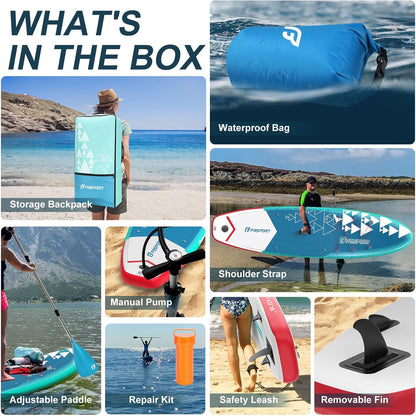 FBSPORT 11' Premium Stand Up Paddle Board, Yoga Board with Durable SUP Accessories & Carry Bag | Wide Stance, Surf Control, Non-Slip Deck, Leash, Paddle and Pump for Youth & Adult