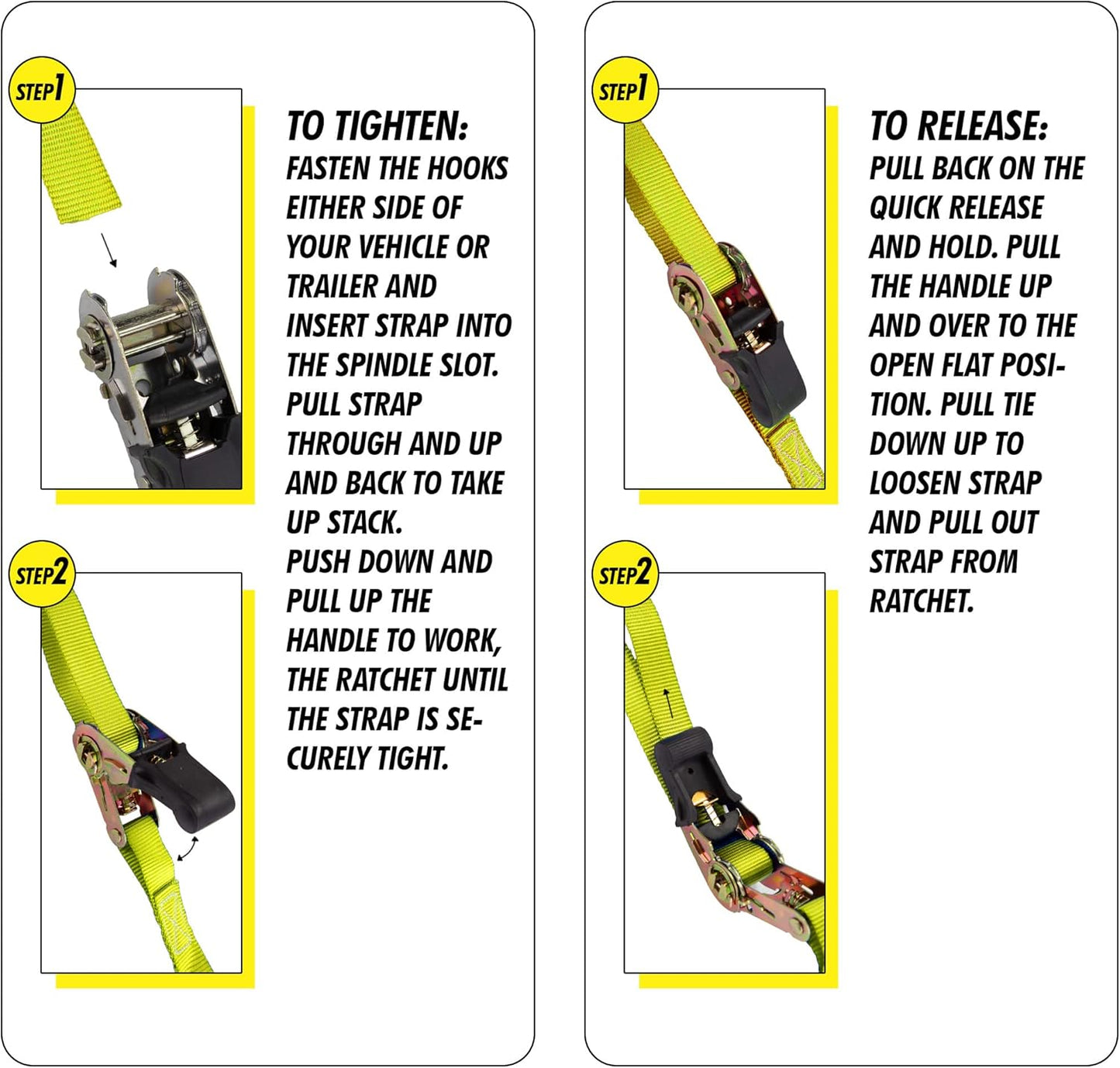 Cartman Ratchet Tie Down, 8Pk 15Ft, 500Lbs Load Cap/ 1500Lbs Break Strength, Cargo Straps for Moving Appliances, Lawn Equipment, Motorcycle in a Truck, with Carry Bag