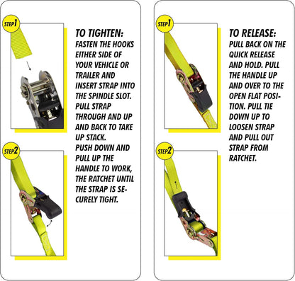 Cartman Ratchet Tie Down, 8Pk 15Ft, 500Lbs Load Cap/ 1500Lbs Break Strength, Cargo Straps for Moving Appliances, Lawn Equipment, Motorcycle in a Truck, with Carry Bag