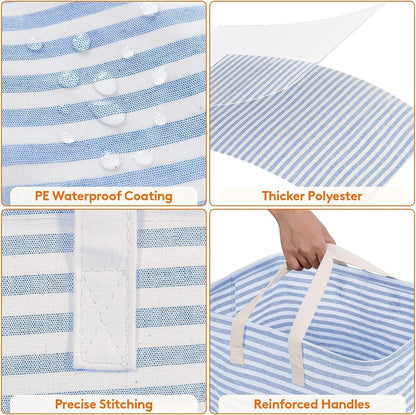 Lifewit 3 Pack Laundry Hamper Large Collapsible Laundry Baskets, Freestanding Waterproof Clothes Hamper with Easy Carry Handles in Laundry Room Bedroom Bathroom College Dorm for Adults, Blue, 3 x 80L