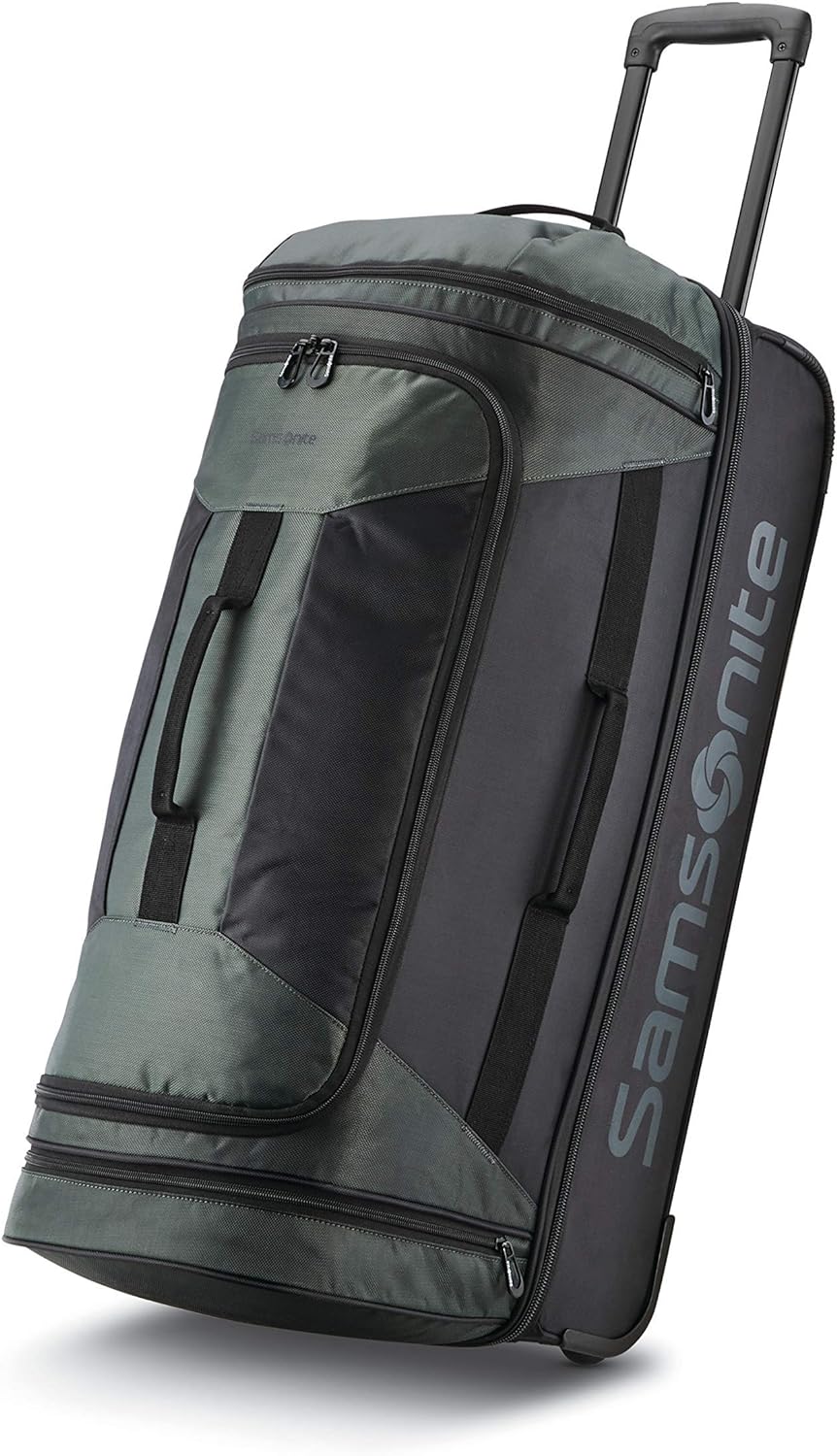 Samsonite Andante 2 Wheeled Duffel Bag – 28-Inch Durable Rolling Luggage with Inline Skate Wheels, Push-Button Handle & Spacious Compartments – Travel-Friendly and Lightweight - Moss Green/Black
