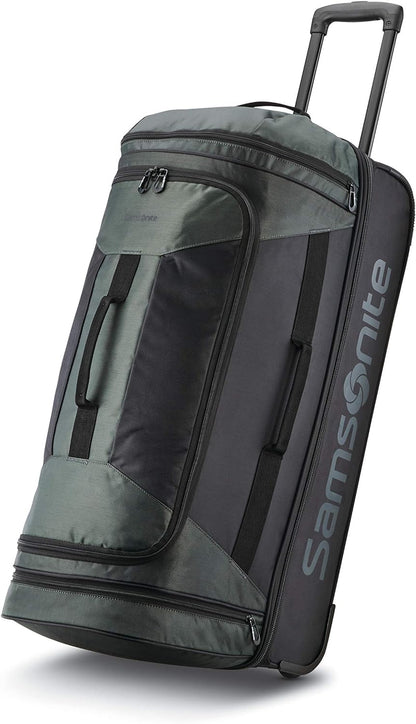 Samsonite Andante 2 Wheeled Duffel Bag – 28-Inch Durable Rolling Luggage with Inline Skate Wheels, Push-Button Handle & Spacious Compartments – Travel-Friendly and Lightweight - Moss Green/Black