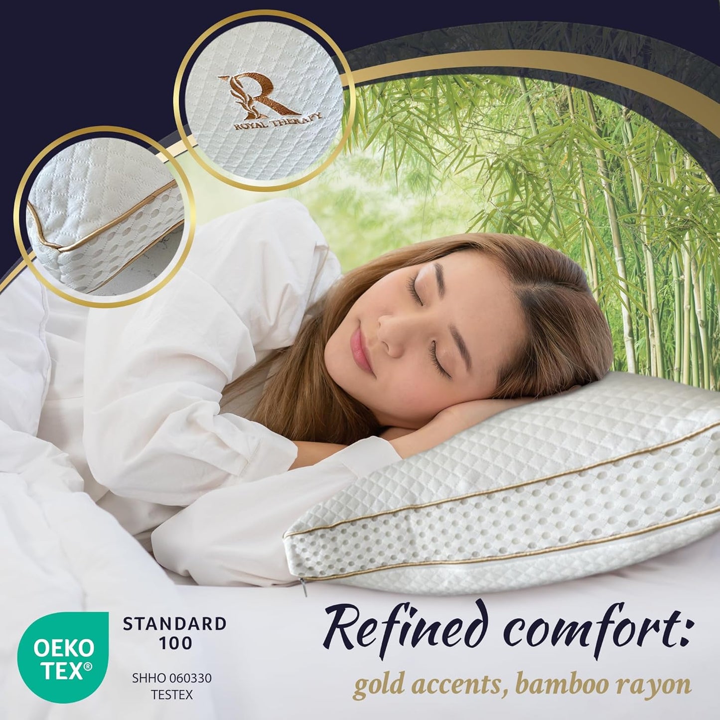 Royal Therapy Queen Memory Foam Pillow, Adjustable Shredded Odor-Free Pillow for Neck & Shoulder Pain Relief, Support for Back, Stomach, Side Sleepers, AirFlowPRO