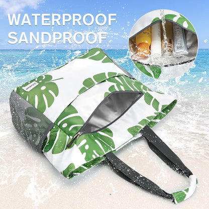 G4Free Beach Bag, Waterproof Sandproof Beach Tote Bag, Large Capacity Foldable for Women
