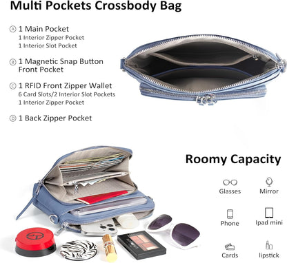 befen Genuine Leather Crossbody Purses for Women, Women's Small Crossbody Shoulder Bag with Built in RFID Wallet