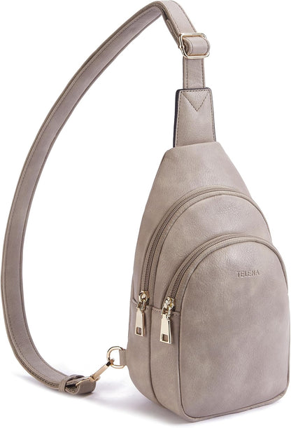 Telena Small Sling Bag for Women Leather Crossbody Fanny Packs Chest Bag for Women