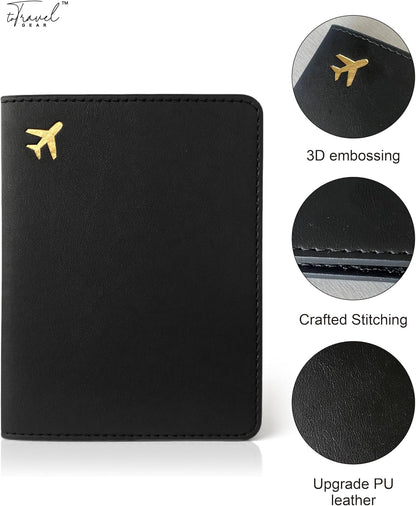 Passport Holder for Travel Essentials,RFID Blocking Passport Cover Case for Travel Accessories,Travel Wallet for Women Men (Black)
