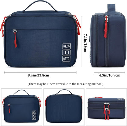 MIRLEWAIY Electronics Cable Organizer Bag, Water-resistant Tech Pouch, Portable Travel Cord Organizer, Electronics Accessories Carrying Case for Charger, Cable, Earphone, SD Cards, Blue