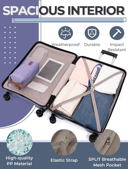 Luggage Sets 5 Piece, Suitcases with Wheels, Hardshell Suitcase Set, PP Carry on Luggage Set with TSA Lock, Travel Luggage