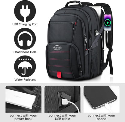 50L Travel Backpack, Extra Large Backpack, Laptop Backpack for Men, big Backpack, Water Resistant TSA Approved Business Work College School Computer Bag with USB Port, Fits 17 Inch Laptops