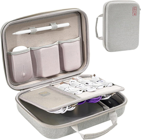 ProCase Hard Travel Electronic Organizer Case for MacBook Power Adapter Chargers Cables Power Bank Apple Magic Mouse Apple Pencil USB Flash Disk SD Card Small Portable Accessories Bag
